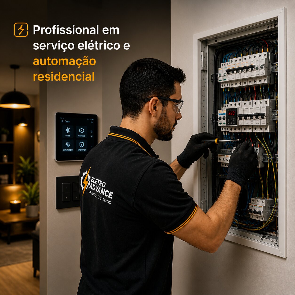 Profissional em serviço elétrico e automação residencial